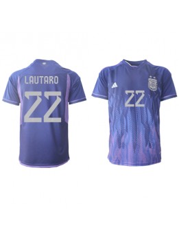 Argentina Lautaro Martinez #22 Replika Borta Kläder VM 2022 Kortärmad